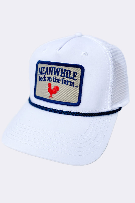 White Meanwhile Patch Roadie Trucker Hat