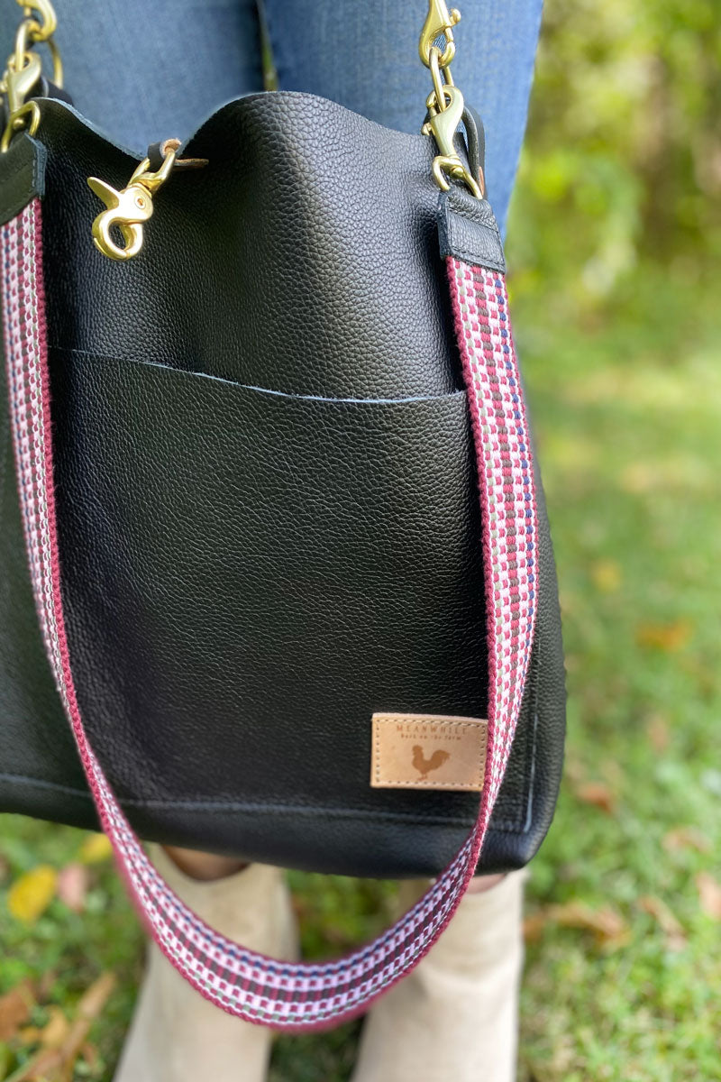 Woven Link Black Leather Bag Strap – The Escapade Bag